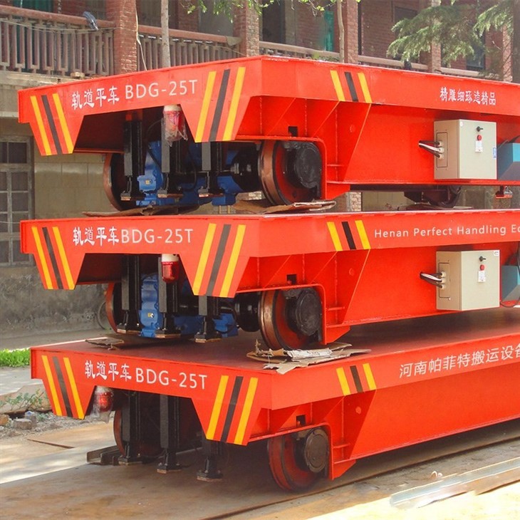 Motorized Rail Transfer Trolley For Foundry Parts
